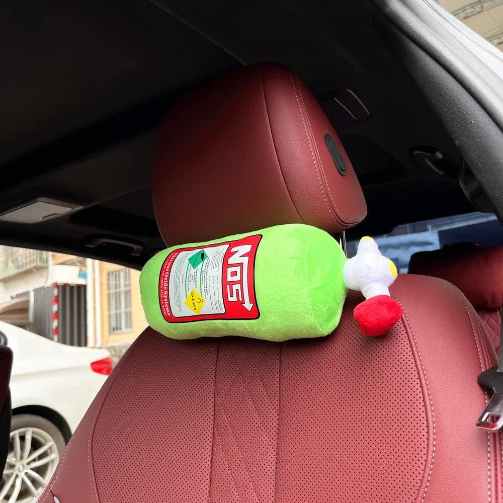2024 New Car Neck Pillow Car Headrest for Driver Front Passenger Seat NOS Bottle Pillow Car Decor Headrest Cushion Plush Pillow - ComfortRide Store