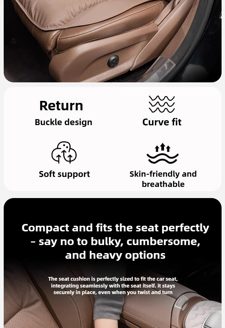 New Car Seat Cushion Waist Cushion for Most Cars Breathable and Ventilated Nappa Leather All Season Seat Cushion - ComfortRide Store